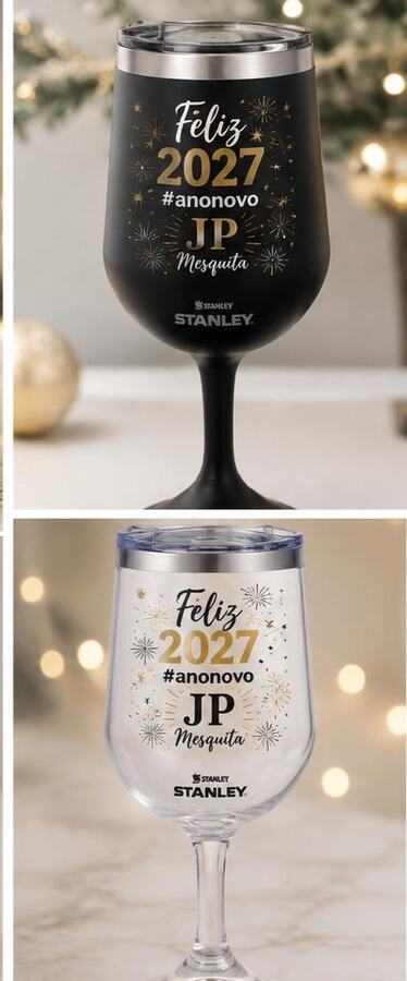 Taça térmica personalizada preta e transparente